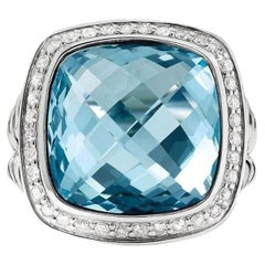 David yurman Ring Blauer Topas mit Diamant Größe 6,75