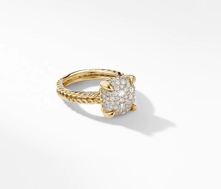 David Yurman Ring in 18K Yellow Gold with Full Pavé Diamonds In New Condition In New York, NY