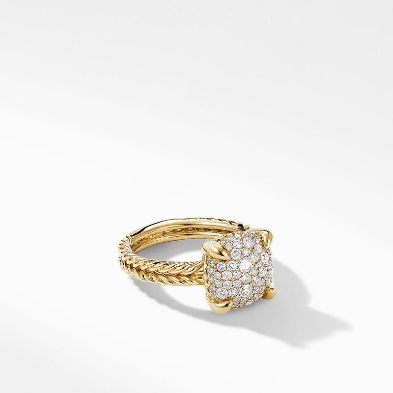 Bague David Yurman en or jaune 18 carats avec diamants pavés entiers Excellent état - En vente à New York, NY