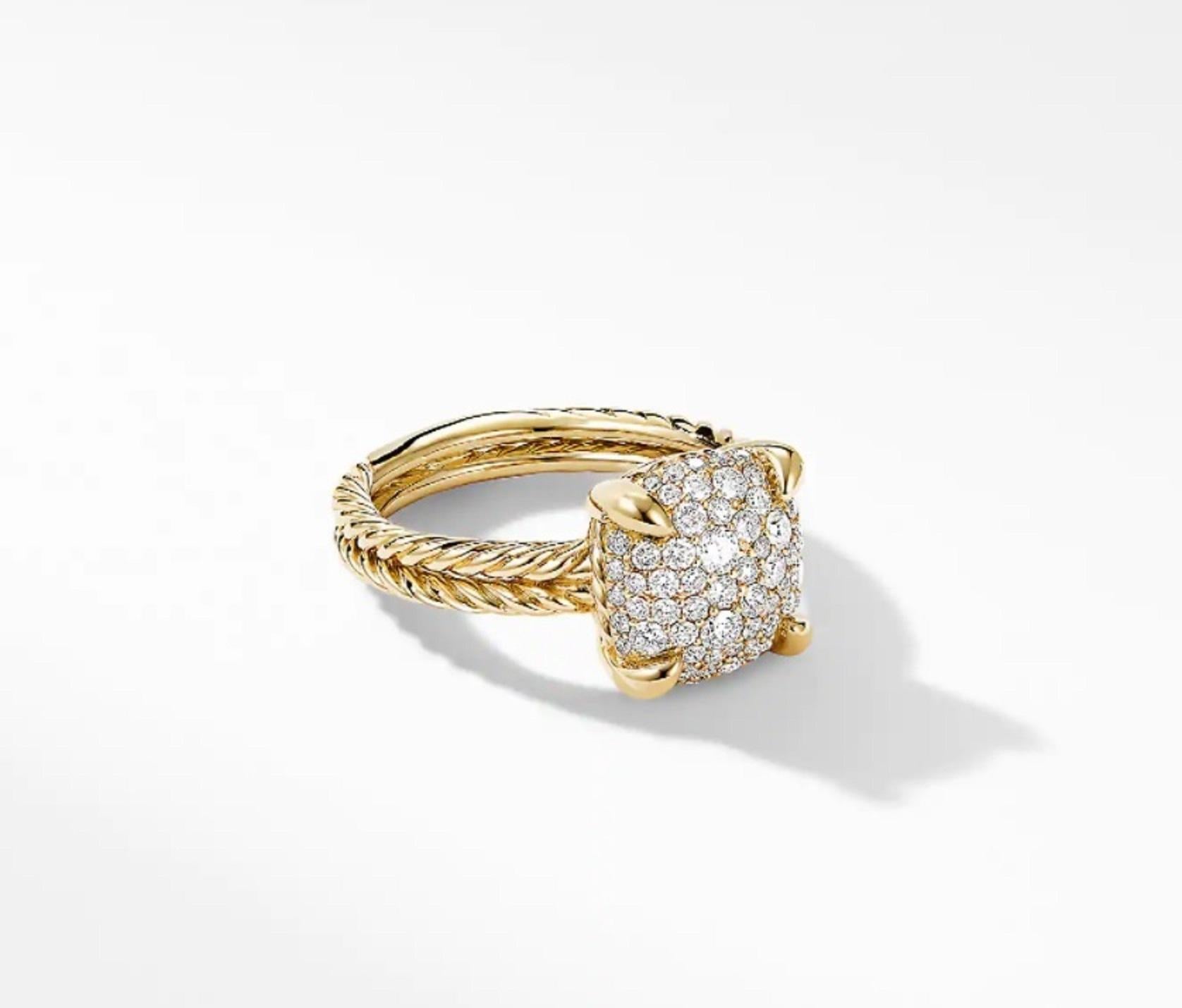 Bague David Yurman en or jaune 18 carats avec diamants pavés entiers Unisexe en vente