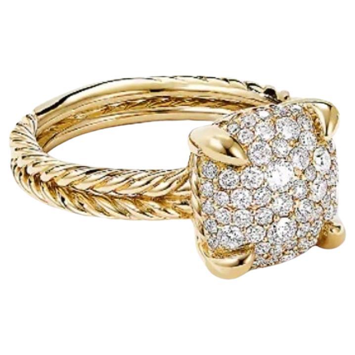David Yurman Ring in 18K Yellow Gold with Full Pavé Diamonds For Sale
