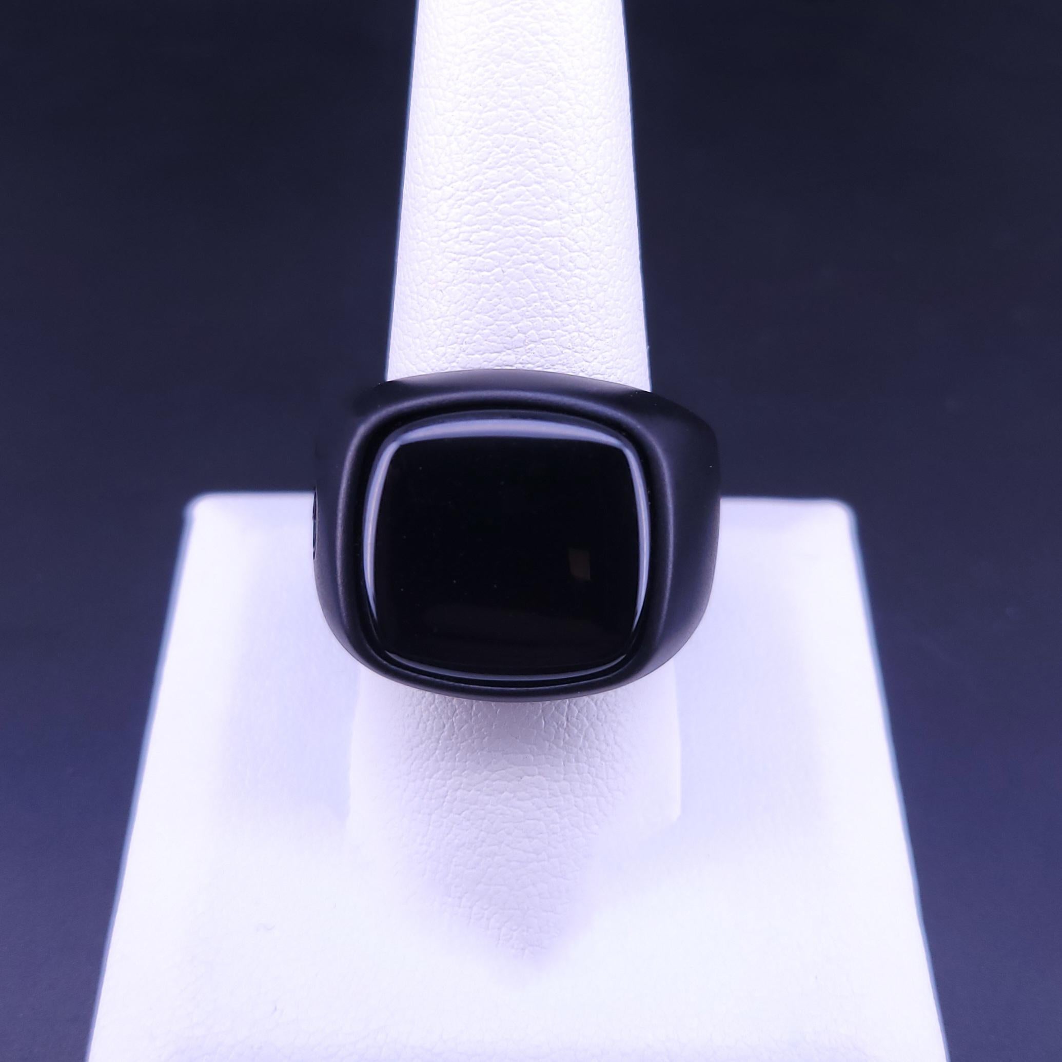 David Yurman Ring in Black Titanium with Black Onyx ALL SIZES AVAILABLE For Sale