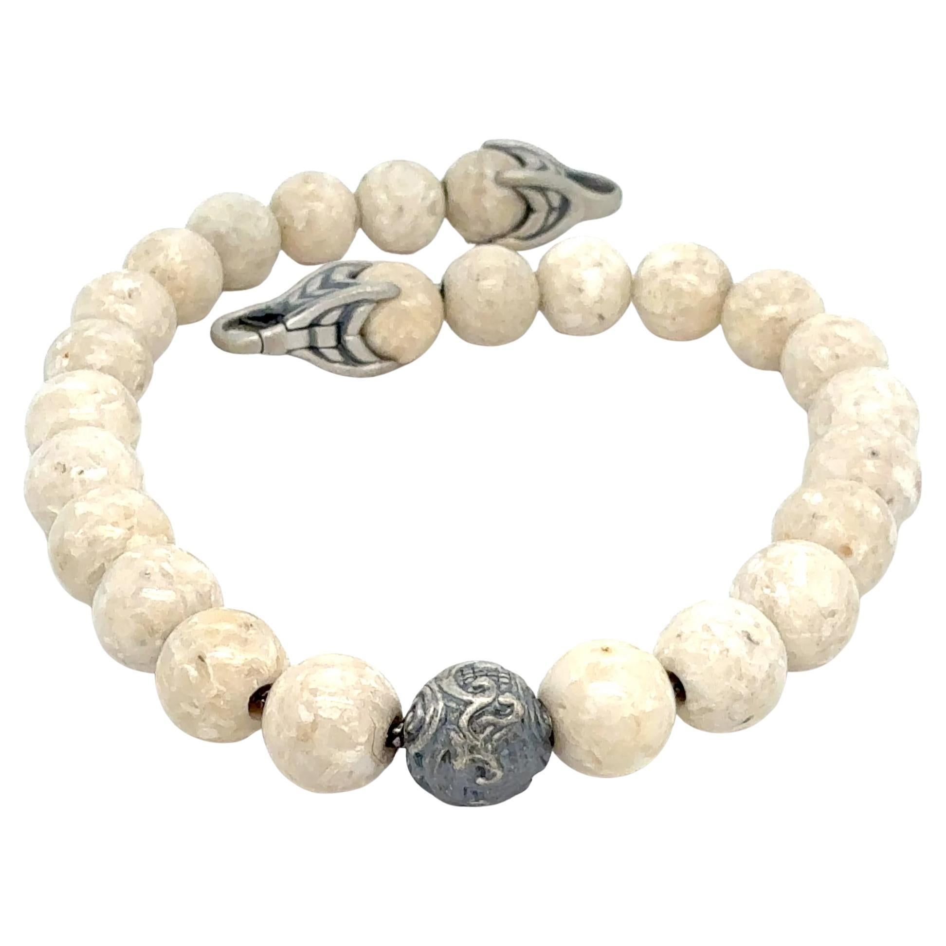 David Yurman River Stone Spiritual Beads Bracelet 8.5" 8 mm Silver Estate For Sale