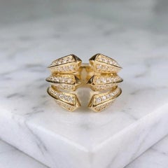 David Yurman Roman Three Row Diamond 18K Gold Statement Ring 1.36 Carats
