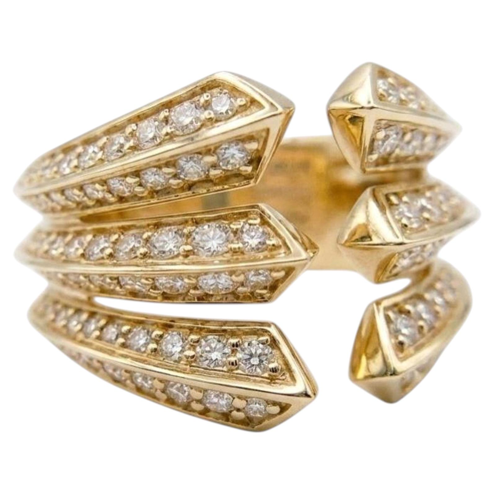 Pre-owned David Yurman Roman Three Row Diamond 18k Gold Statement Ring 1.36 Carats In Multiple