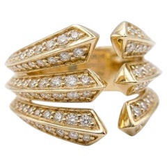 David Yurman Roman Three Row Diamond 18K Gold Statement Ring 1.36 Carats