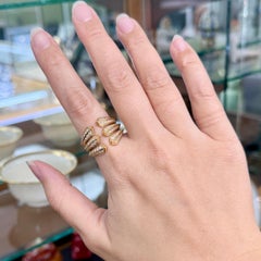 David Yurman Roman Three Row Diamond Statement Ring 18k Yellow Gold