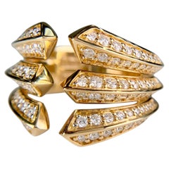 David Yurman Roman Three Row Diamond Statement Ring 18k Yellow Goldes