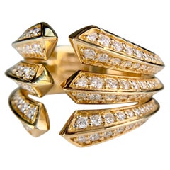 David Yurman Roman Three Row Diamond Statement Ring 18k Yellow Gold