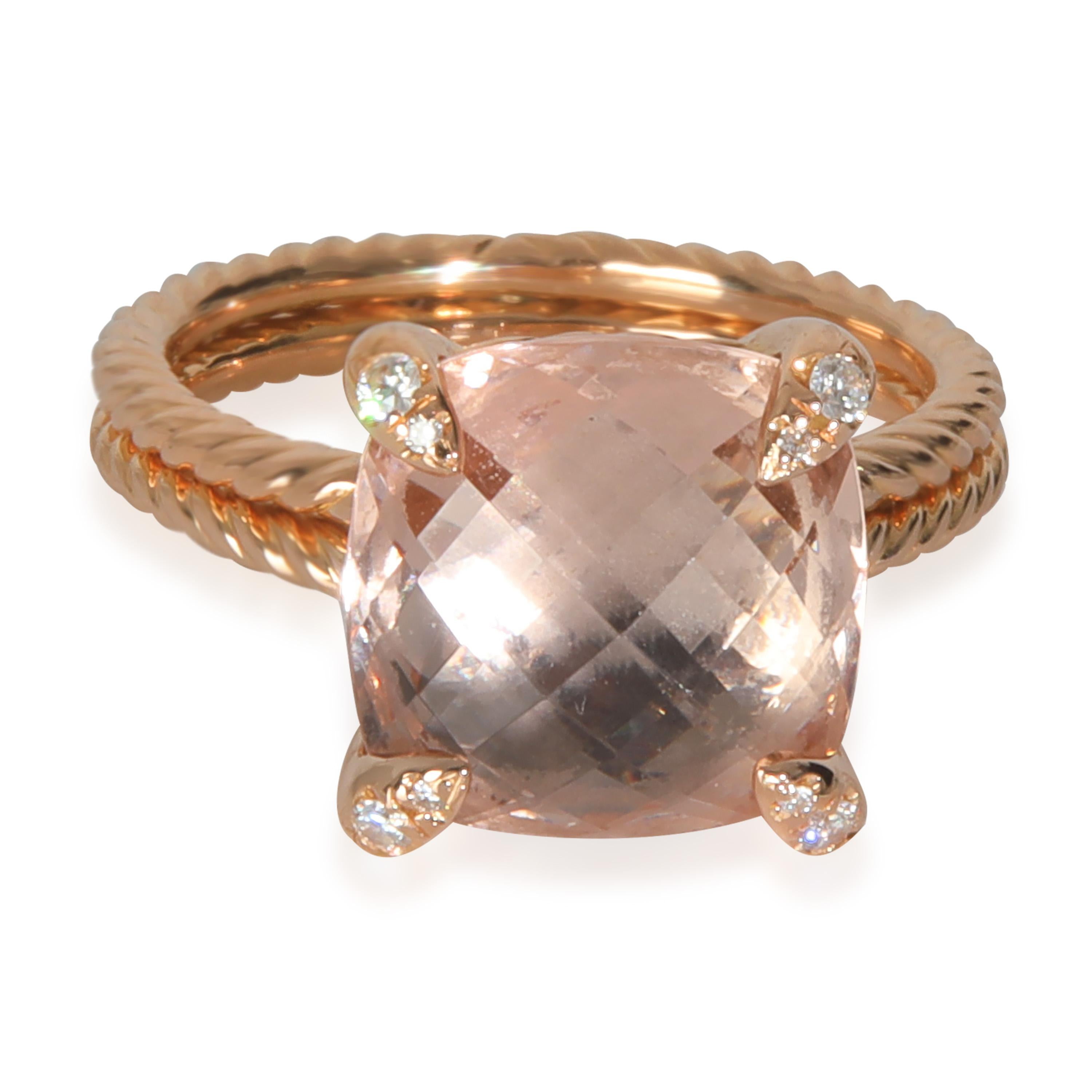 Women's David Yurman Rose Gold Morganite and Diamond Chatelaine Ring For Sale