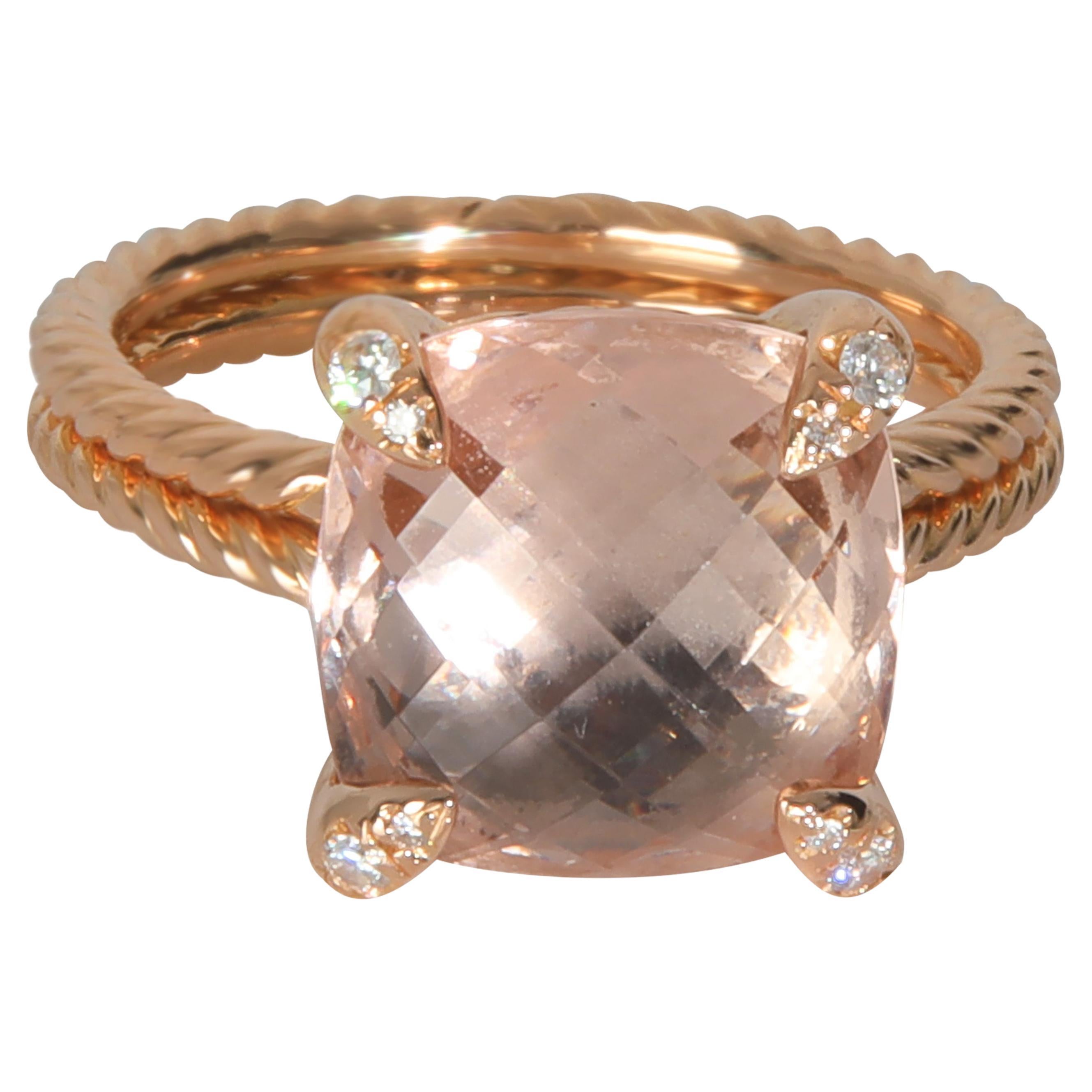 David Yurman Rose Gold Morganite and Diamond Chatelaine Ring