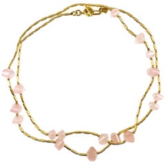 David Yurman Rose Quartz Gold Necklace