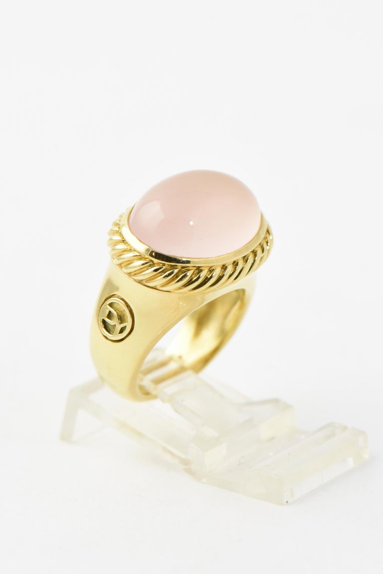 David Yurman Rose Quartz And Gold Signature Ring | lupon.gov.ph