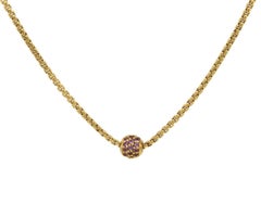 David Yurman Rose Quartz and Pink Sapphire Station Necklace in 18K Yellow Gold