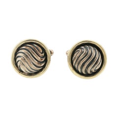 David Yurman Runde Manschettenknöpfe für Herren aus 14-karätigem Gelbgold und Edelstahl im Vintage-Stil
