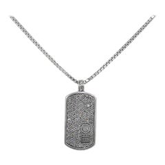 David Yurman Round Diamond Pave Tag Necklace