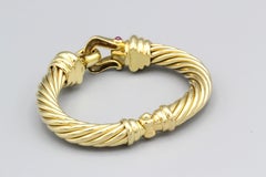 David Yurman Ruby and 18 Karat Yellow Gold Cable Buckle Bracelet