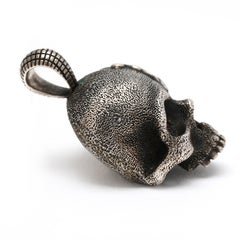 David Yurman Ruby Waves Skull Amulet Pendant, Sterling Silver, Length 1.38 In