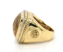 David Yurman Rutilated Quartz and Diamond Albion Ring in 18K Yellow Gold