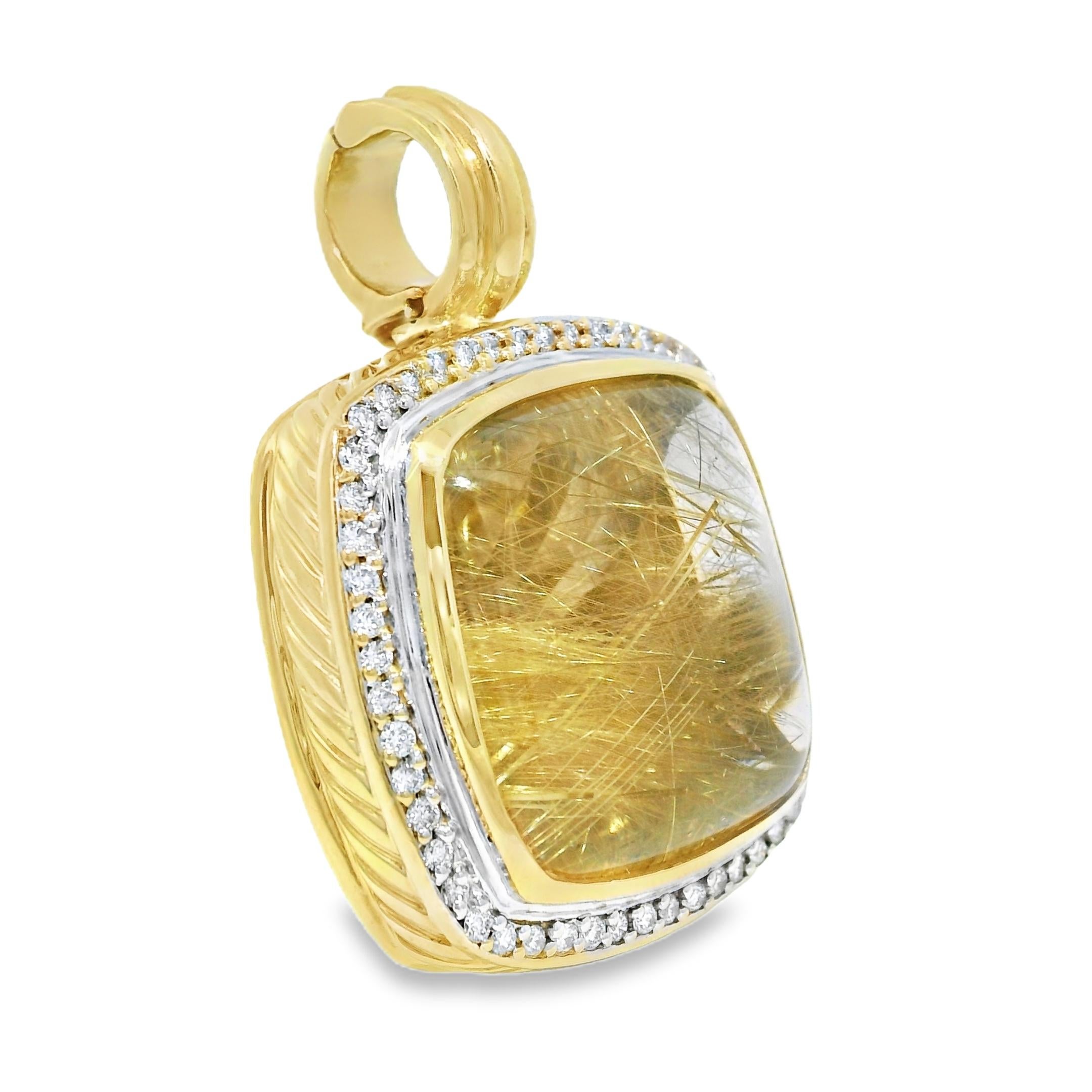 David Yurman Rutilated Quartz & Diamond 18 Karat Pendant En Stock Pour femmes en vente