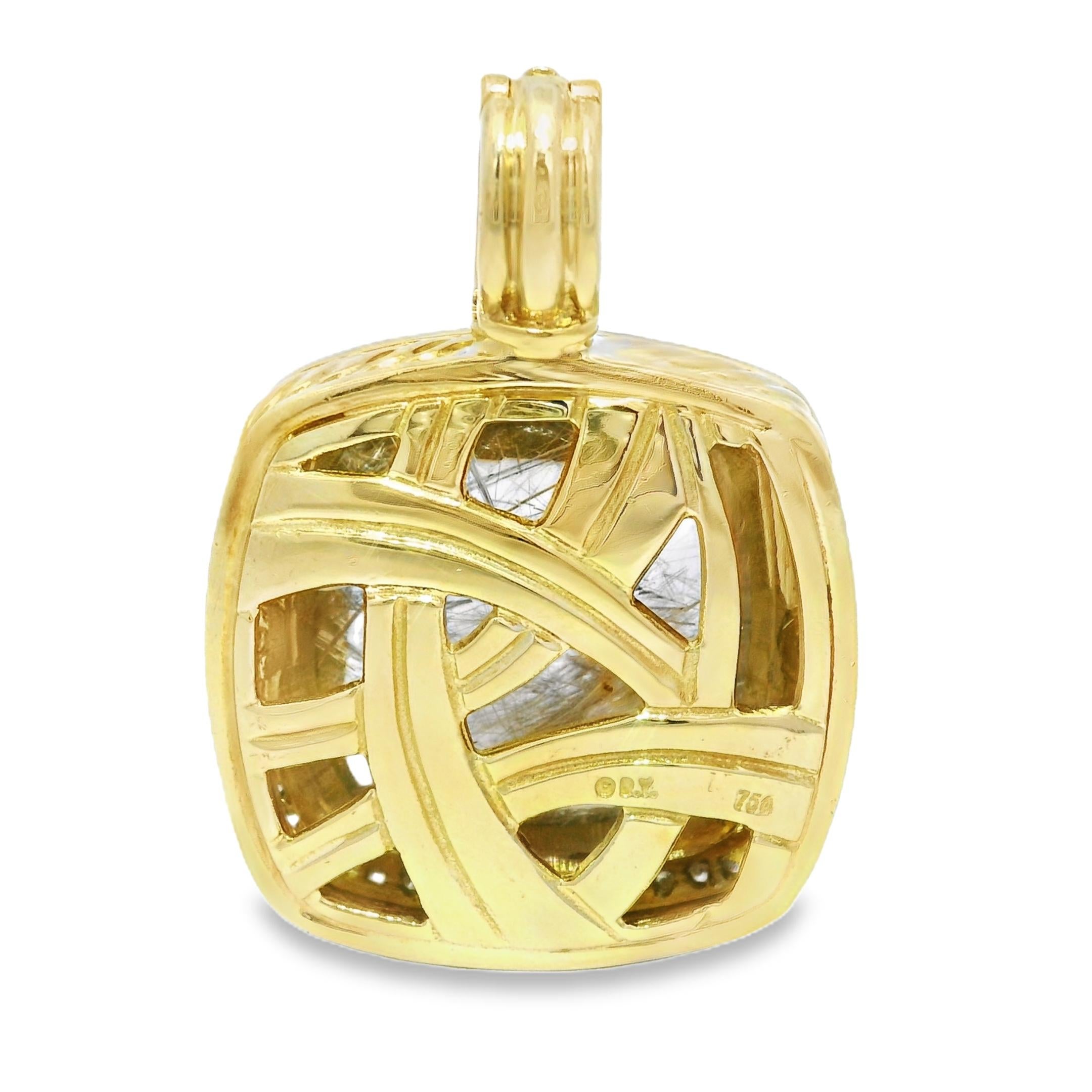 David Yurman Rutilated Quartz & Diamond 18 Karat Pendant En Stock en vente 1