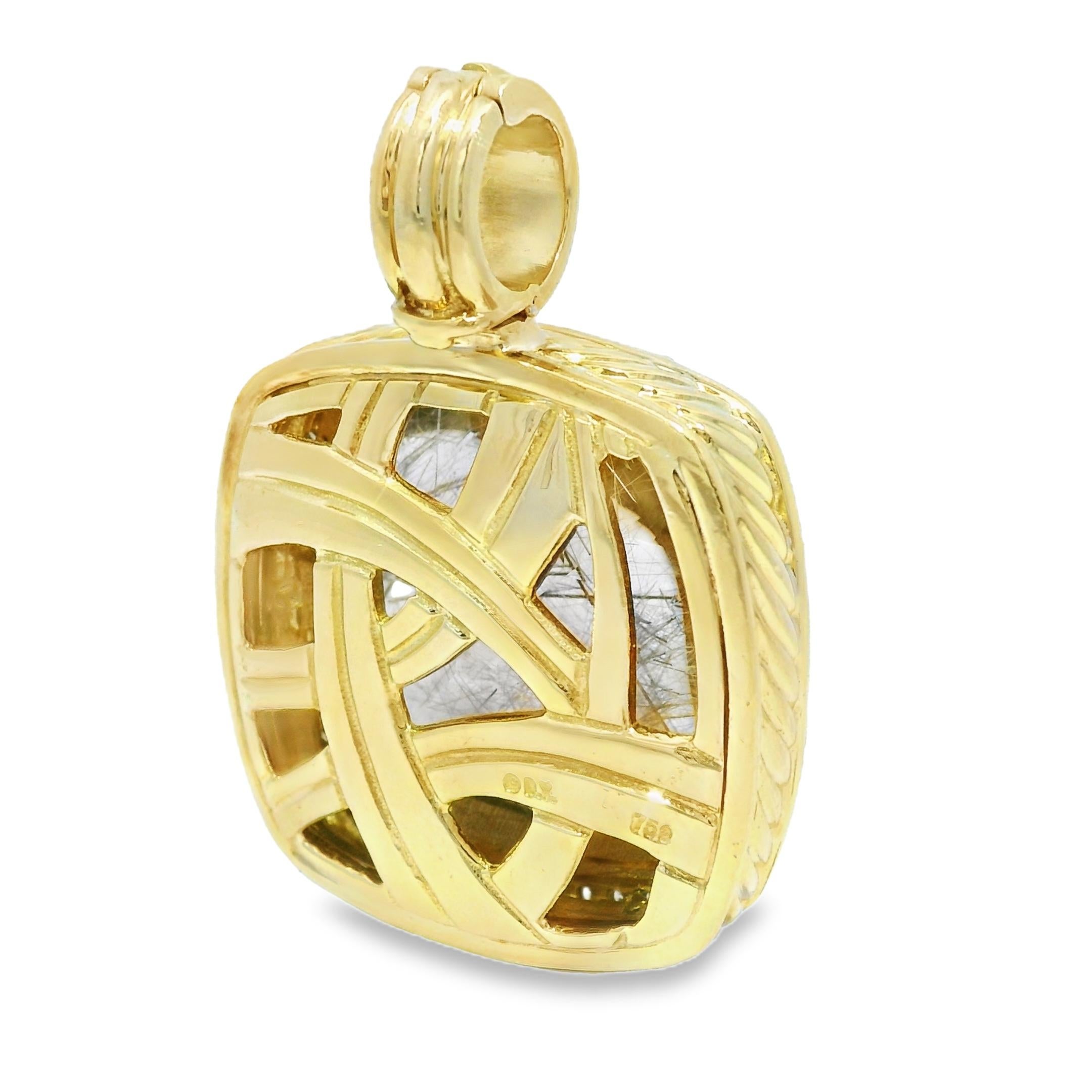 David Yurman Rutilated Quartz & Diamond 18 Karat Pendant En Stock en vente 2