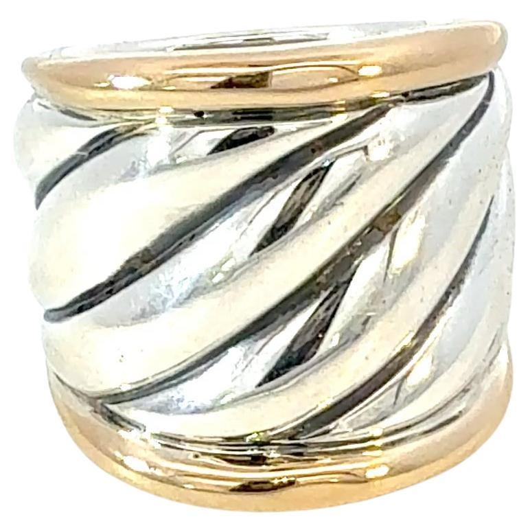 David Yurman Saddle Ring Size 8 18k Gold & Sterling Silver Estate
