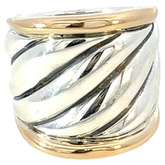 David Yurman Saddle Ring Size 8 18k Gold & Sterling Silver Estate
