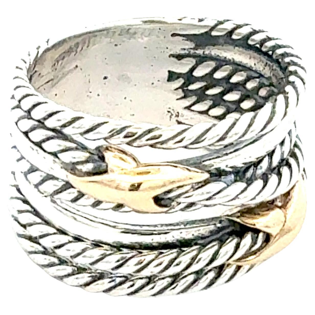 David Yurman Sail Ring Size 7.5 14k Gold Sterling Silver Estate