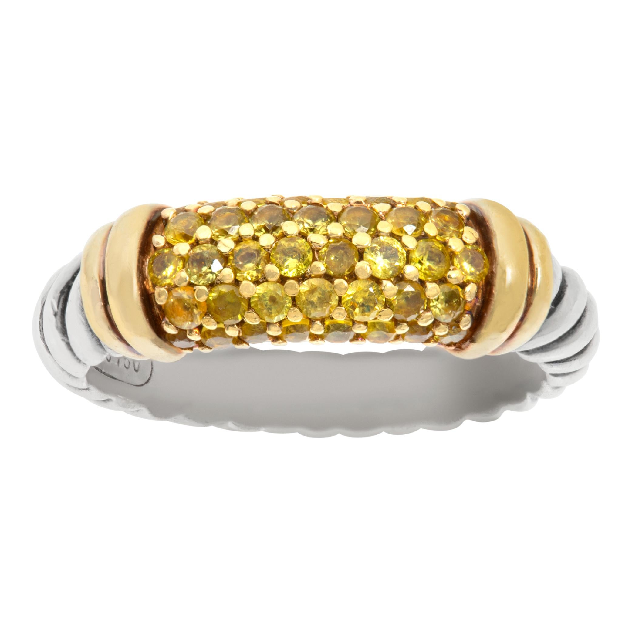 David Yurman sapphire 18k yellow gold and sterling silver ring For Sale