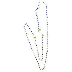 David Yurman Catena lunga contemporanea con zaffiro e oro 18 carati.