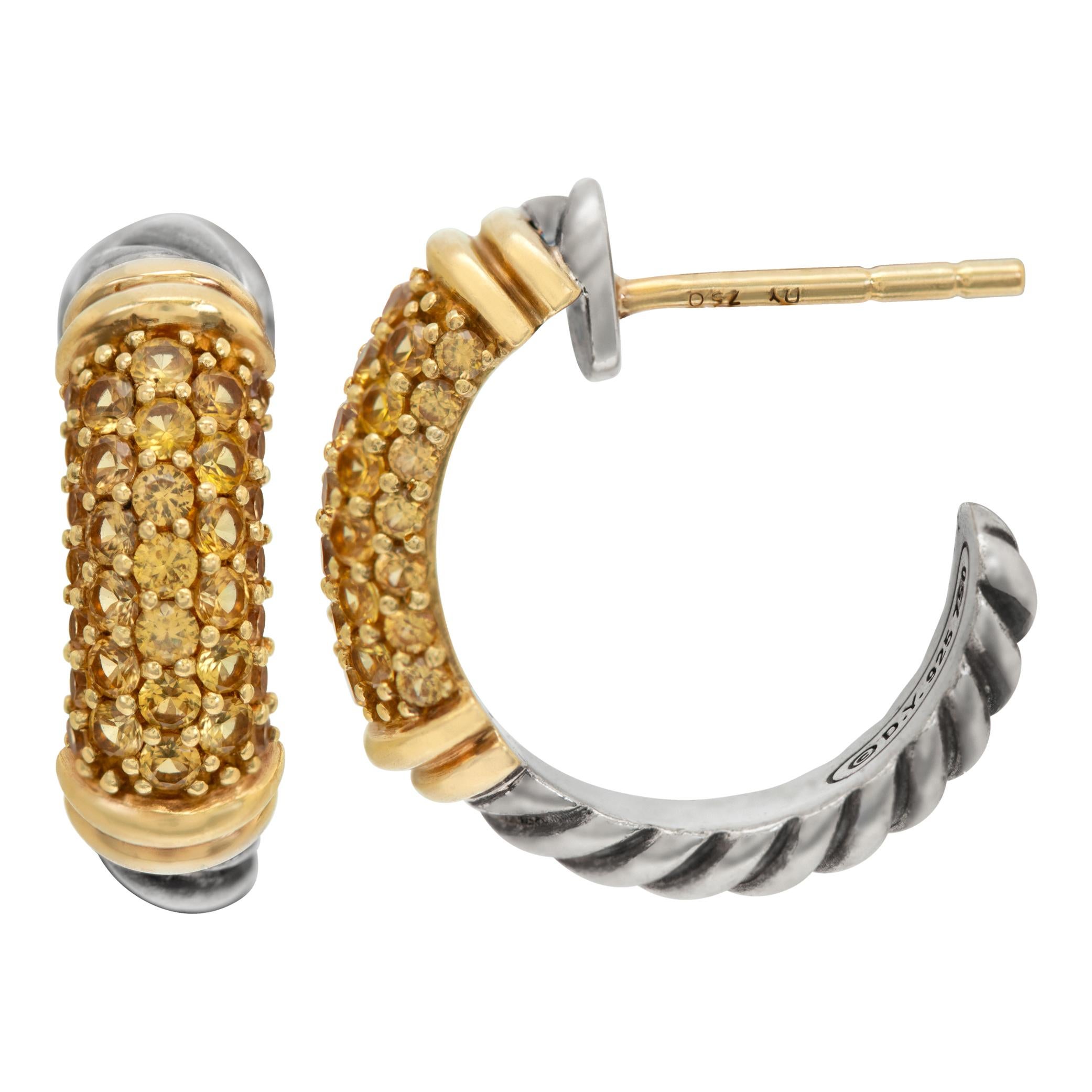 Women's David Yurman Sapphire Cable Candy Metro 18k and sterling silver Hoop Earings