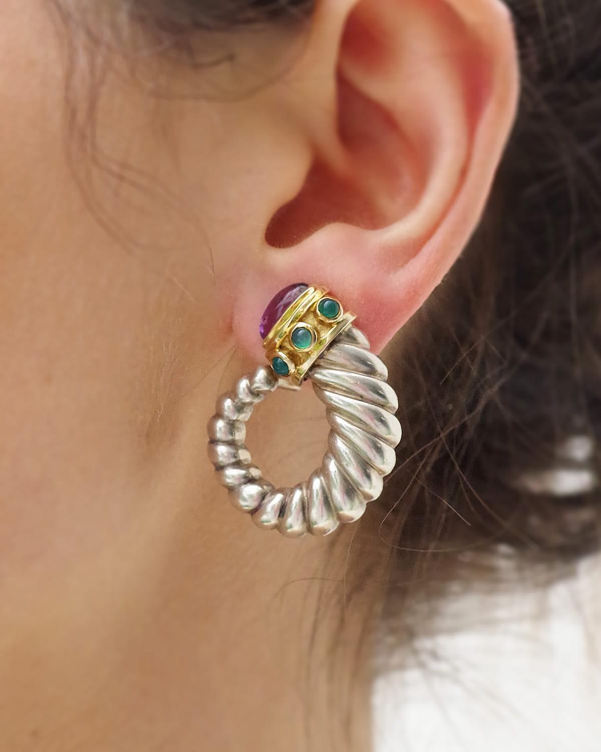 Pendientes David Yurman schrimp Renacimiento oro de 14k y plata Modernista en venta