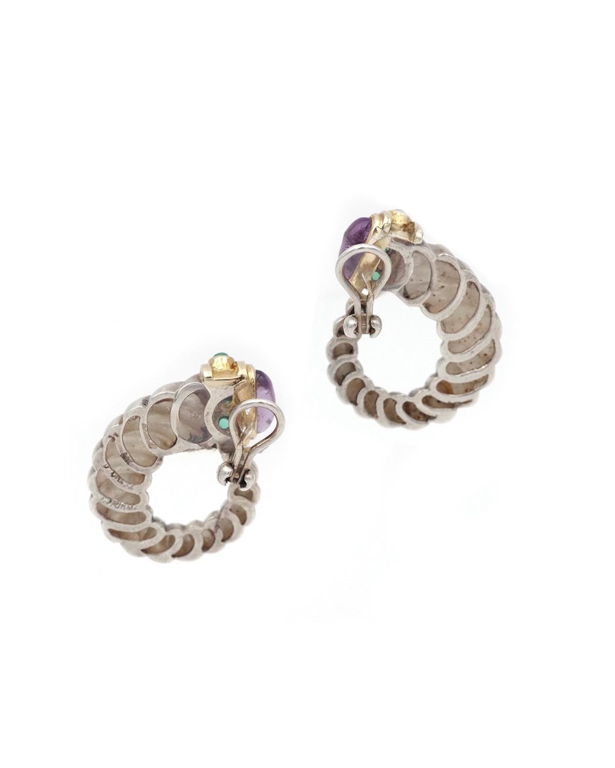 Pendientes David Yurman schrimp Renacimiento oro de 14k y plata en Bueno estado para la venta en PARIS, FR
