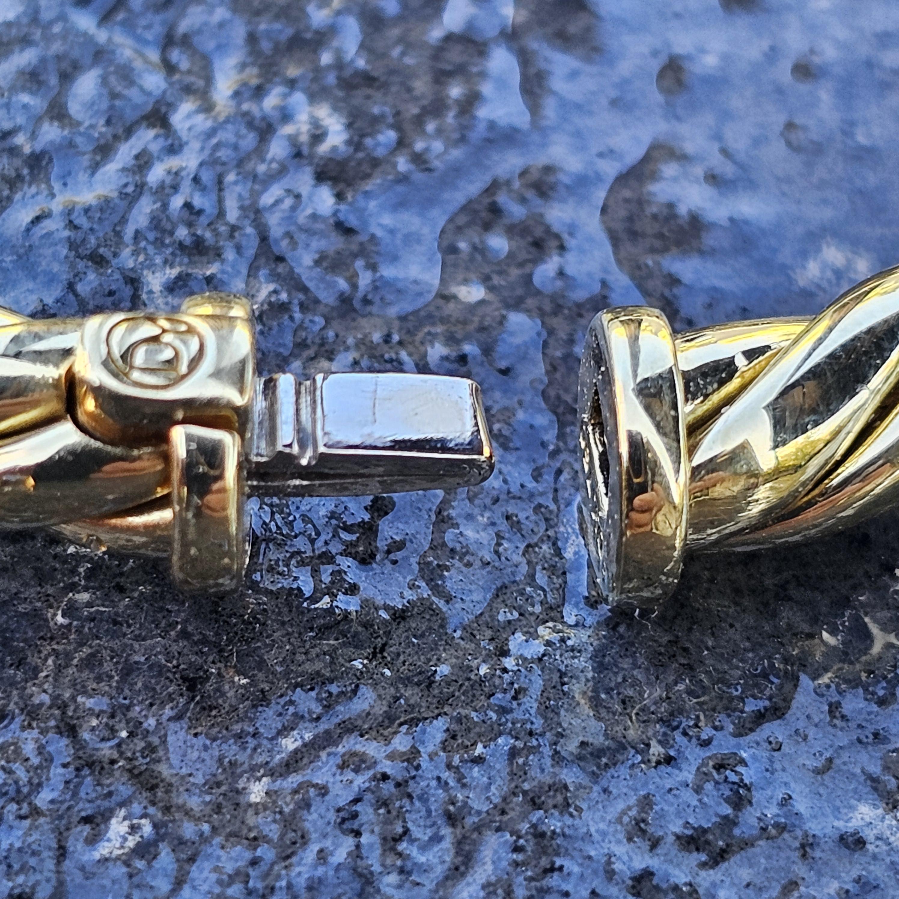 David Yurman Bracciale scolpito con stazione di diamanti in oro 18k Bracciale a cavo 6,5