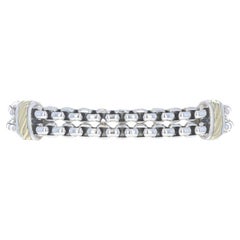 David Yurman Bracciale da uomo a due file con cavo scolpito da 12 mm - 925 e oro 18 carati