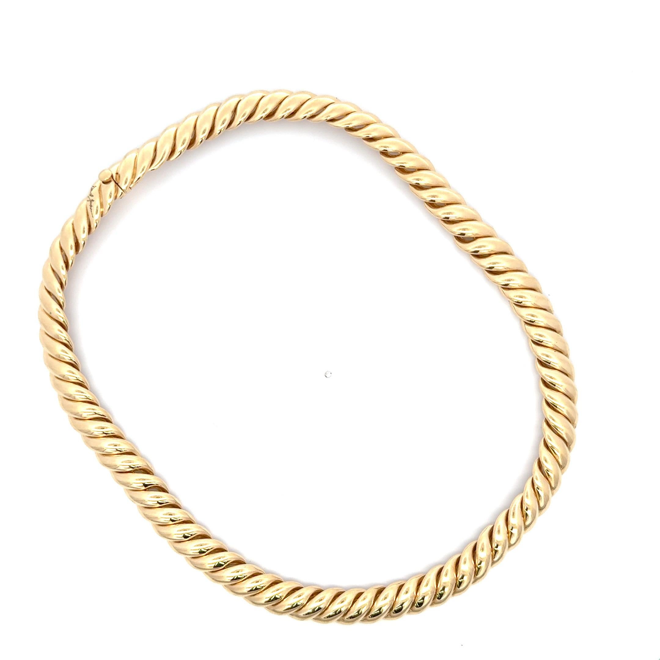 Contemporary David Yurman Sculpted Cable Choker Necklace 18 Karat Yellow Gold 13.75 Inches