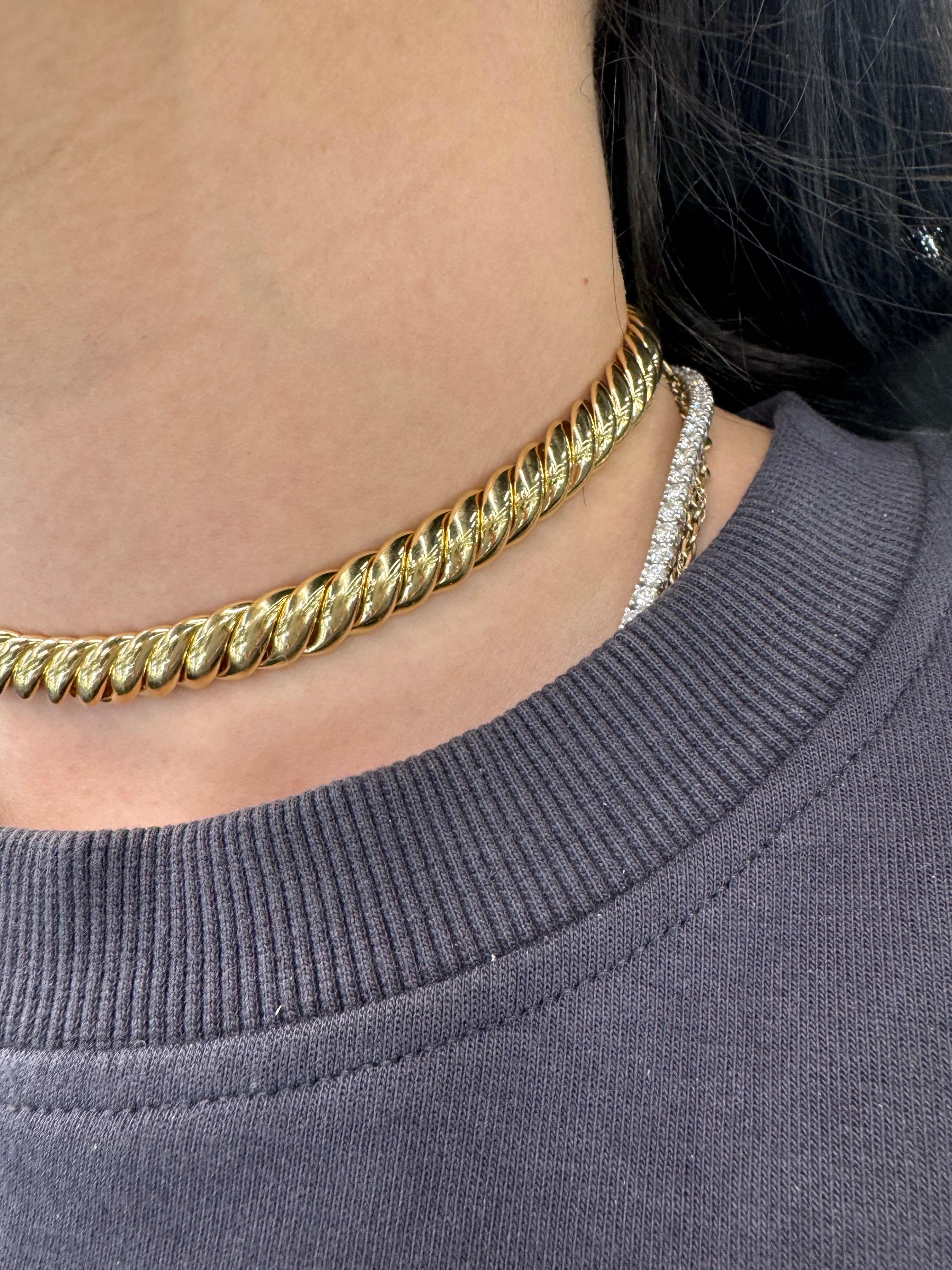 David Yurman Sculpted Cable Choker Necklace 18 Karat Yellow Gold 13.75 Inches 1