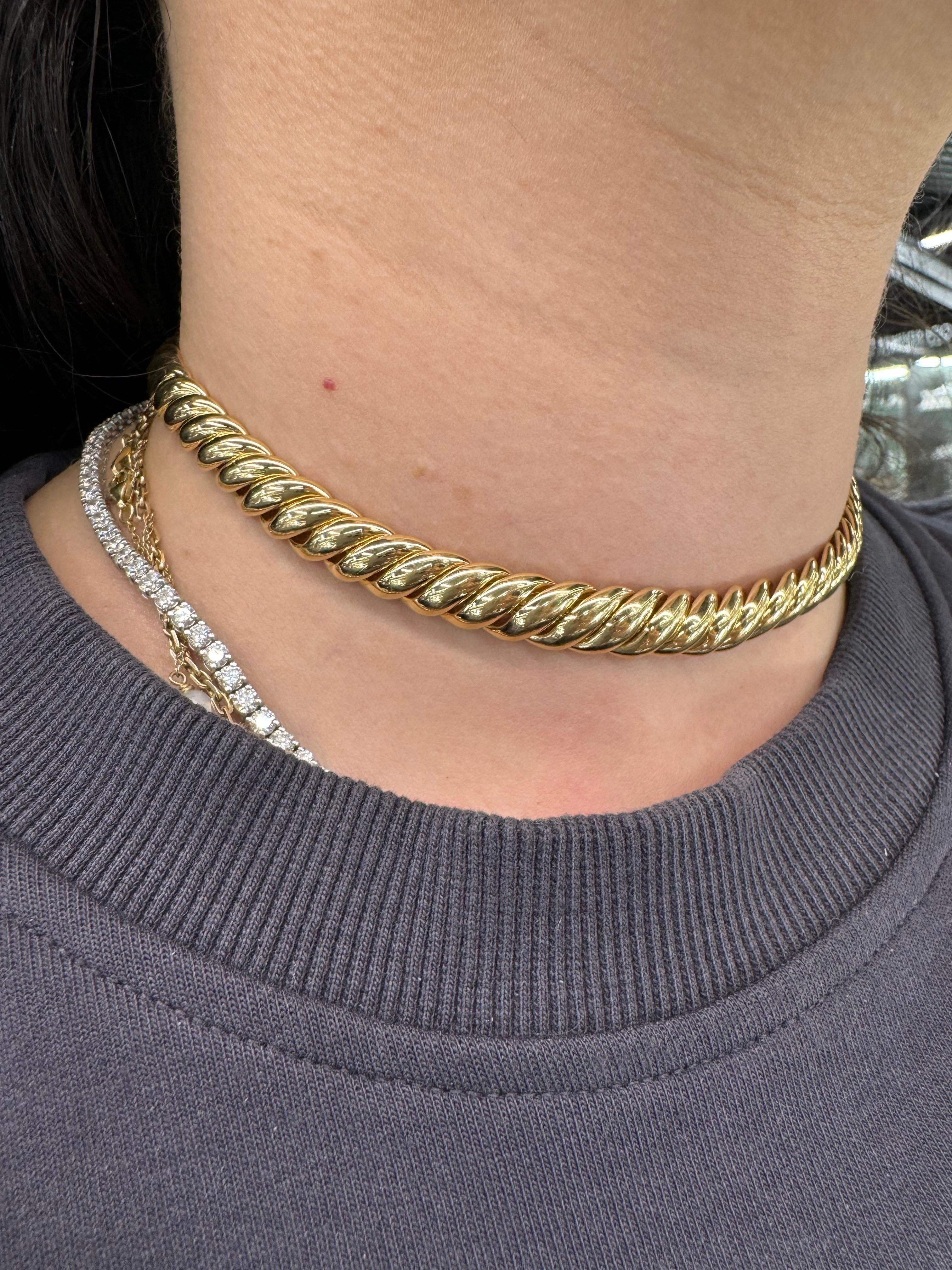 David Yurman Sculpted Cable Choker Necklace 18 Karat Yellow Gold 13.75 Inches 2
