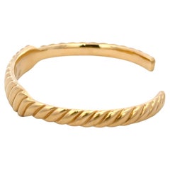 David Yurman Sculpted Cable Contour Cuff Bracelet 18 Karat Yellow Gold 18 Grams