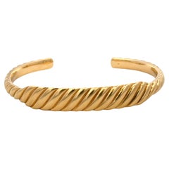 David Yurman Sculpted Cable Contour Cuff Bracelet 18 Karat Yellow Gold 18 Grams