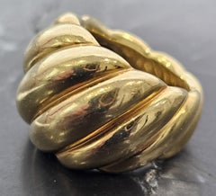 David Yurman Sculpted Cable Domed Ring Band sz 7 19mm 23.9g 18k Yellow Gold