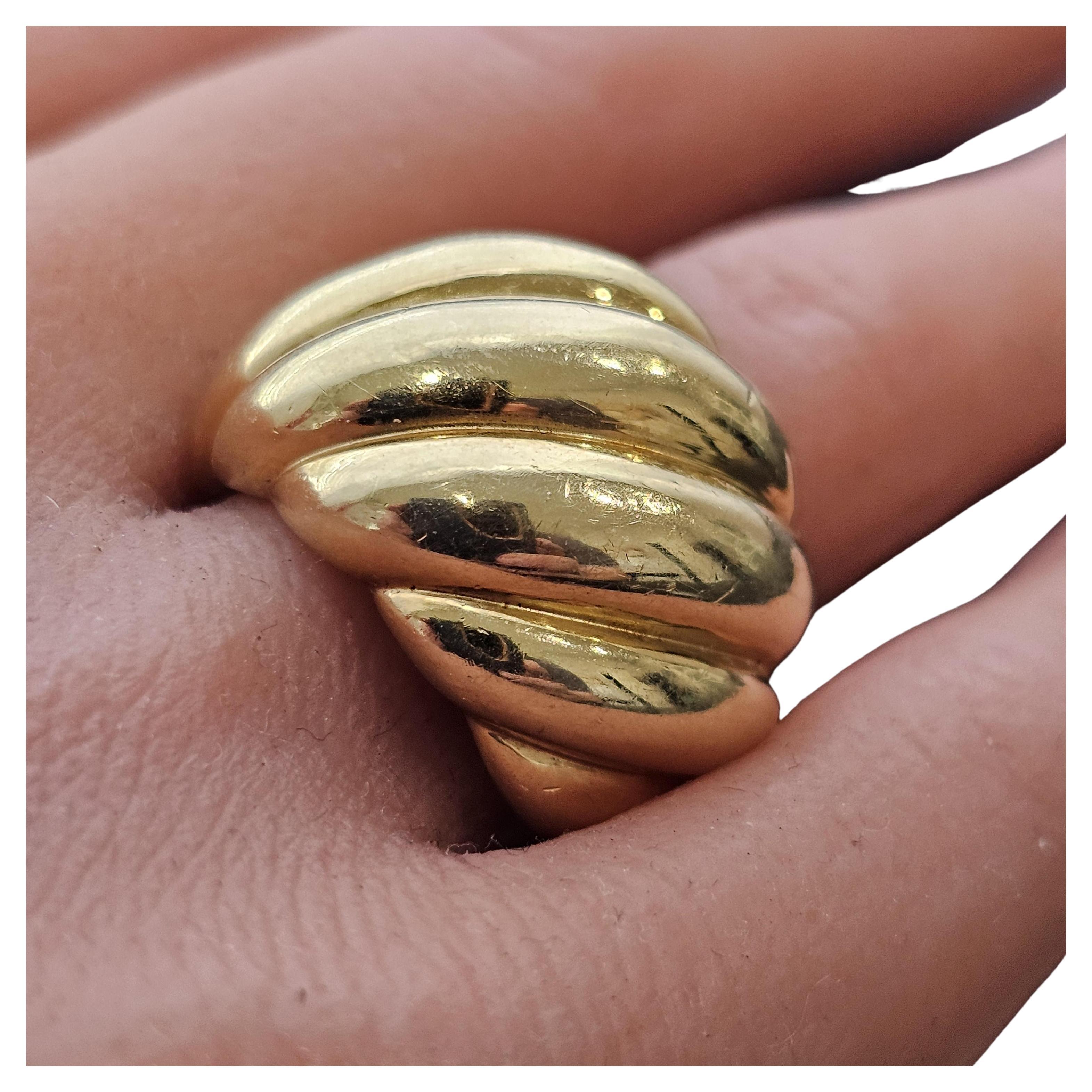 David Yurman Sculpted Cable Domed Ring Band sz 7 19mm 23.9g 18k Yellow Gold