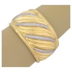 David Yurman Sculpted Pave Diamond 18k Gold Cuff Bracelet