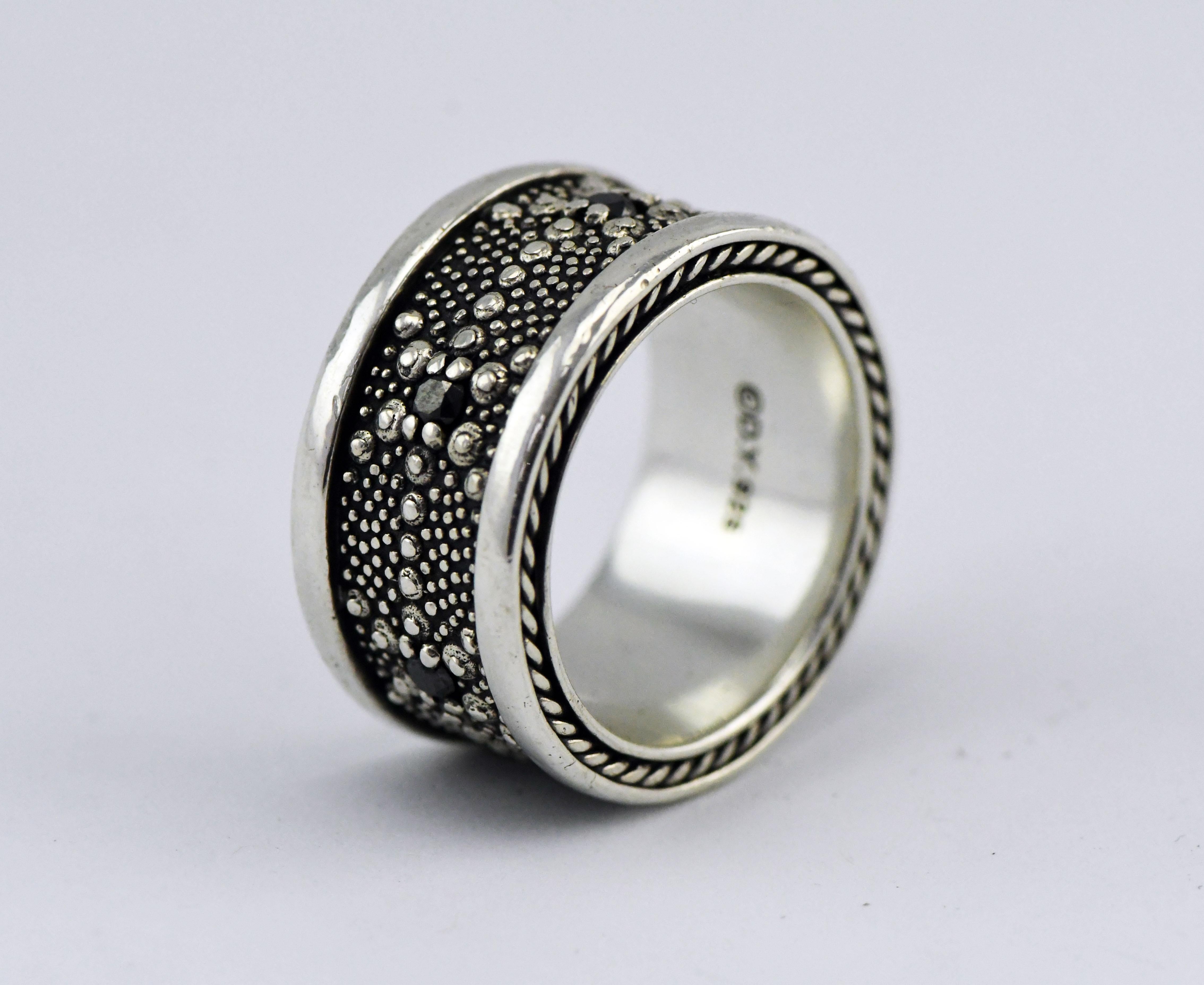 sterling silver black diamond ring