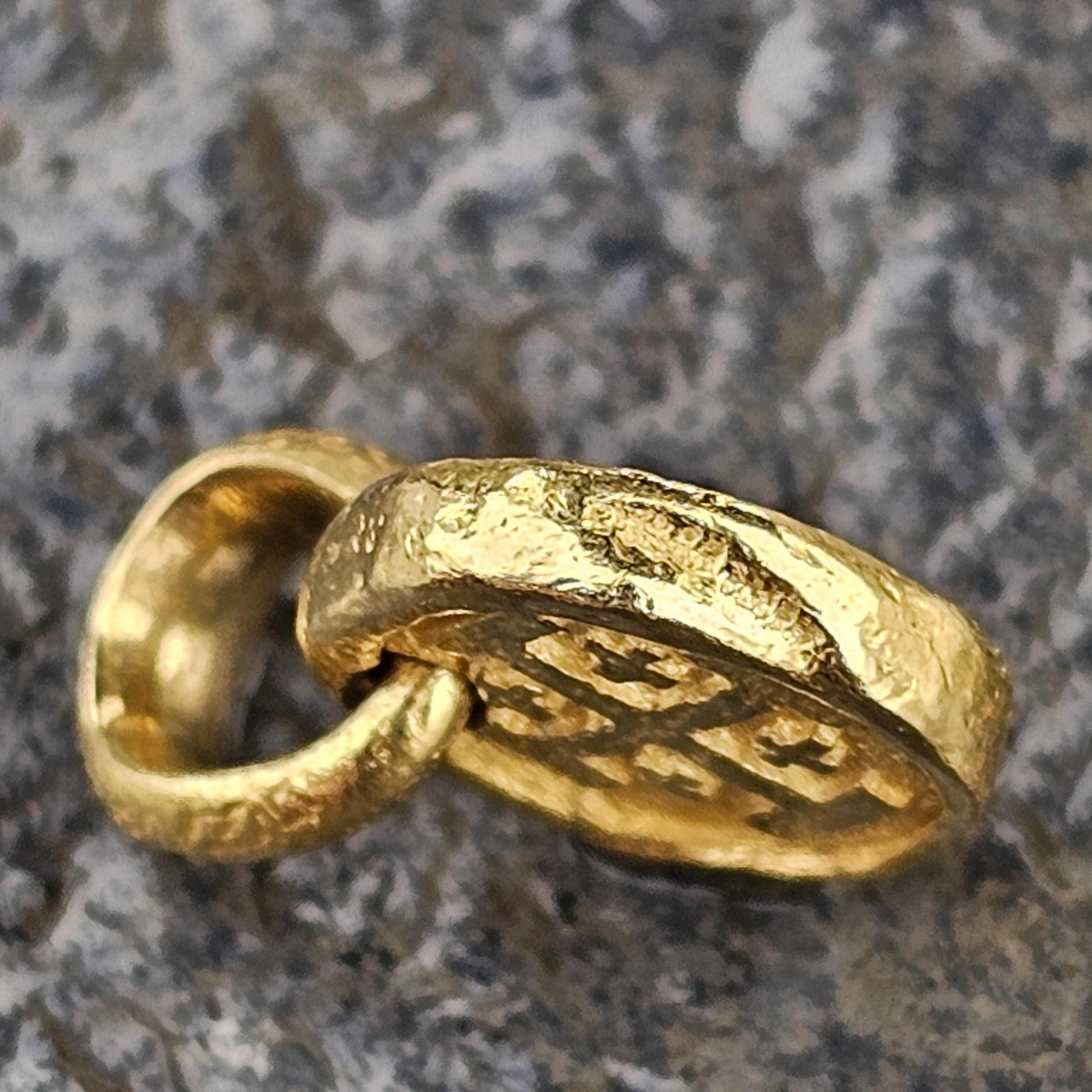 David Yurman Shipwreck Coin Pendant Amulet 22k Yellow Gold Small Mini Version 2