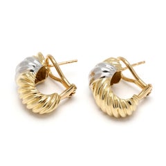 David Yurman Shrimp Clip on Earrings, 18k White & Yellow Gold, Length 19.4 mm