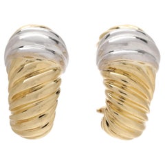 Orecchini a clip con gamberetti David Yurman, oro bianco e giallo 18 carati, lunghezza 19,4 mm