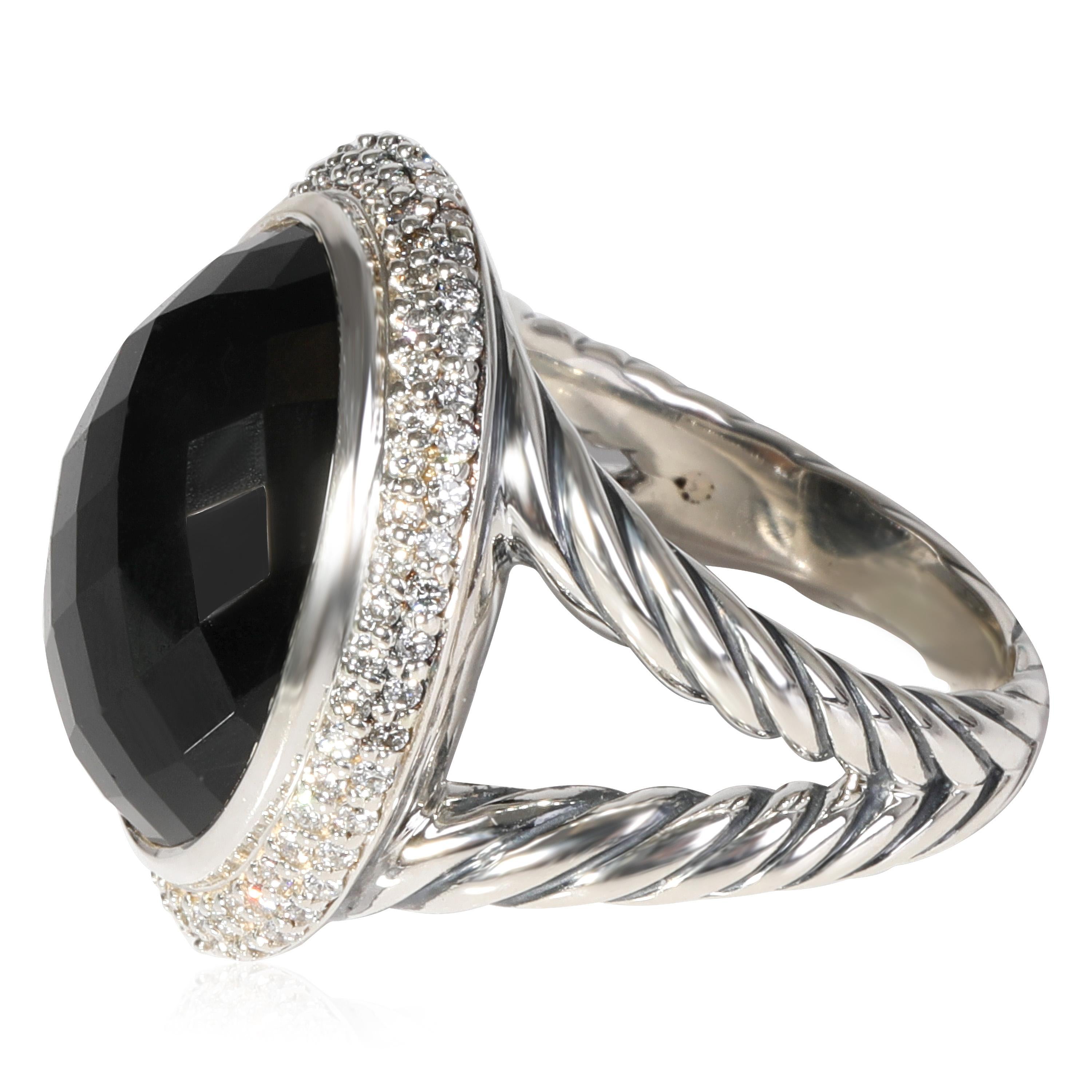 David Yurman Signature Black Onyx Diamond Ring in 925 Sterling Silver 0