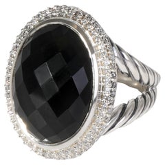 David Yurman Signature Black Onyx Diamond Ring in 925 Sterling Silver 0.81 CTW